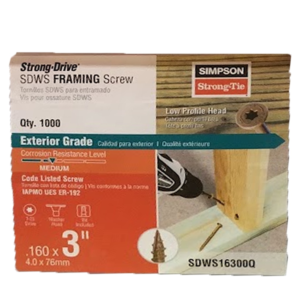SIMP. STRG DRIV SCRW SDWS 3"1000