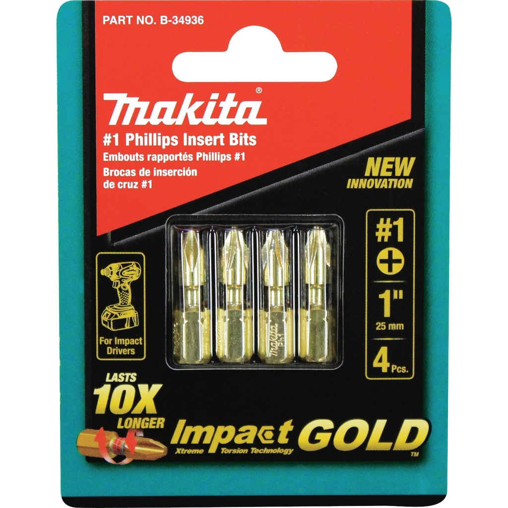 MAKITA GOLD PHILL. INS. BIT#1 4P