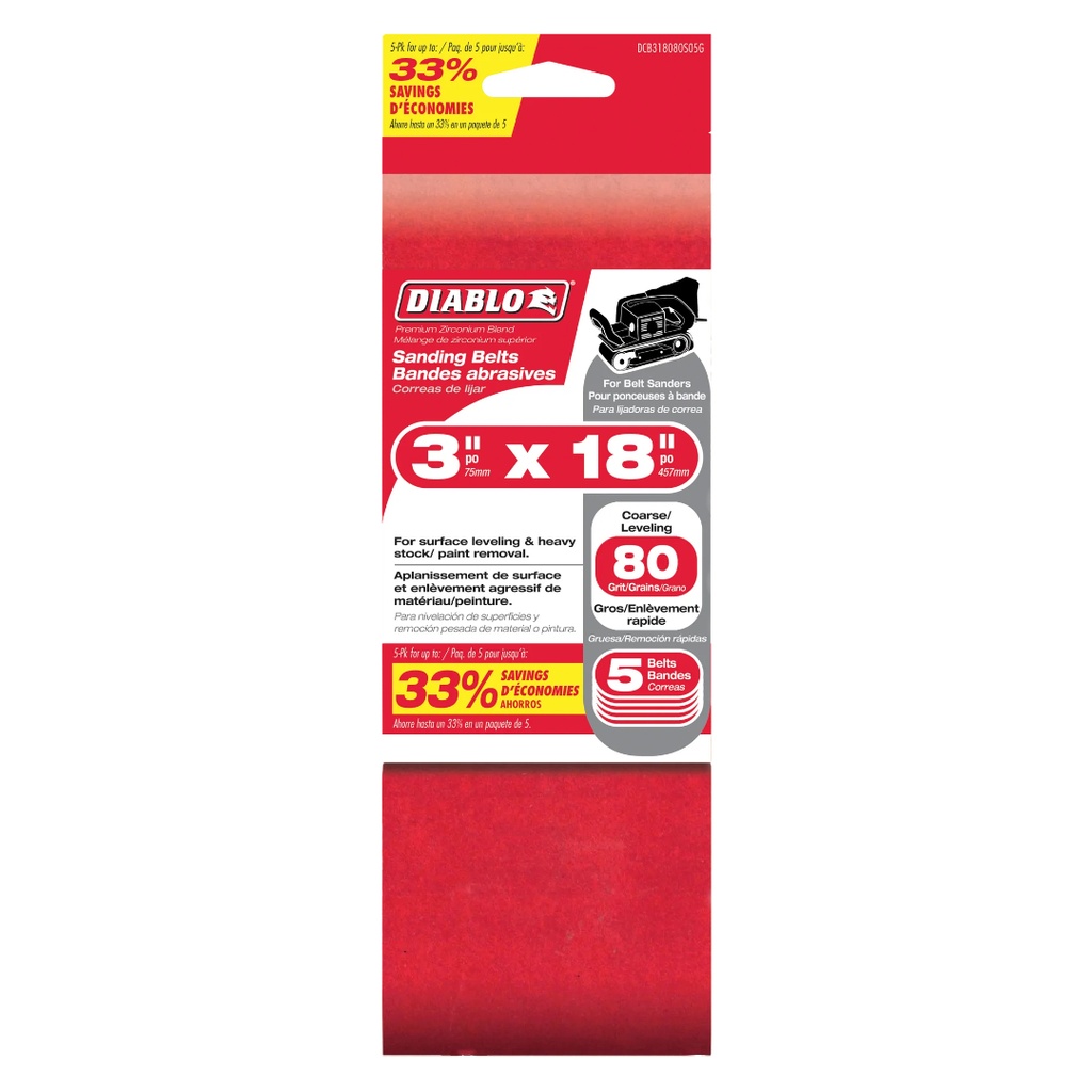 DIABLO LIJA BANDA 3"X18" G80 PK5