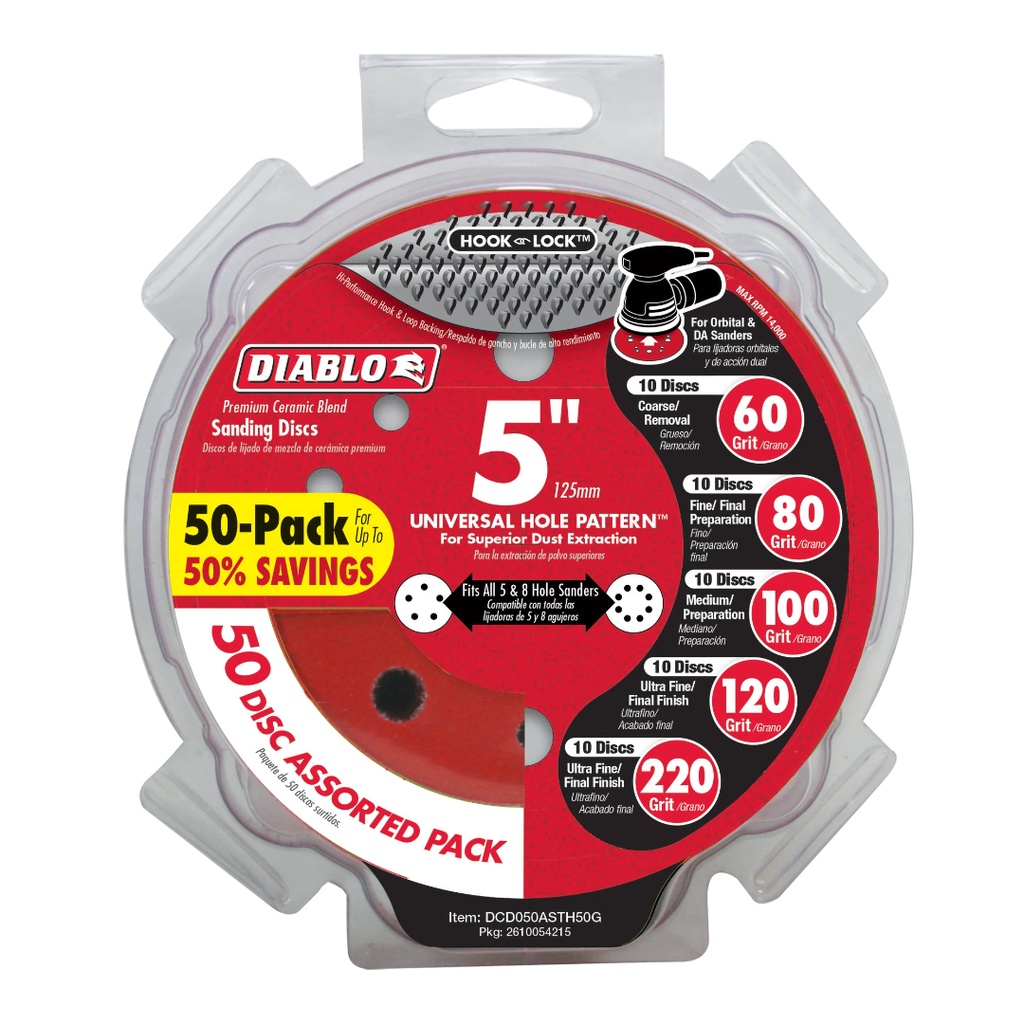 5" ROS HOOK & LOCK DISC ASSORTED