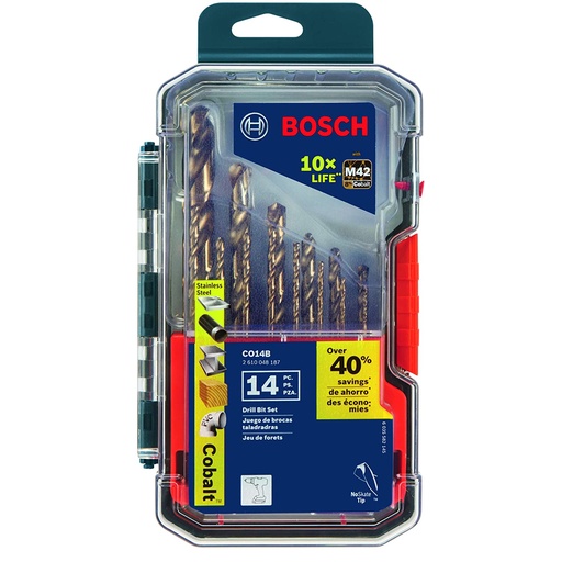 [475006201] BOSCH 14PC COBALT DRILL BIT SET