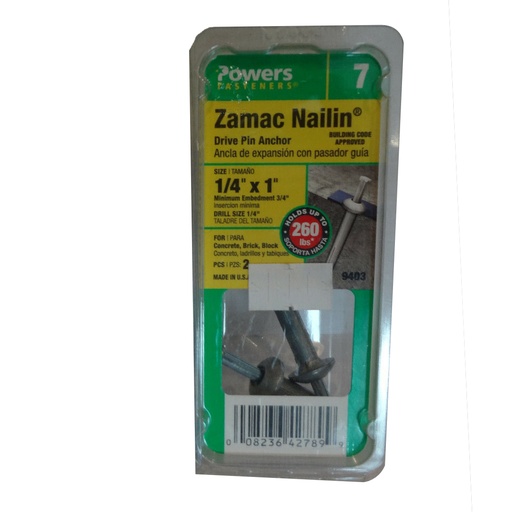 [9403] DRIVE PIN ANCHOR 1/4 X 1  PK2