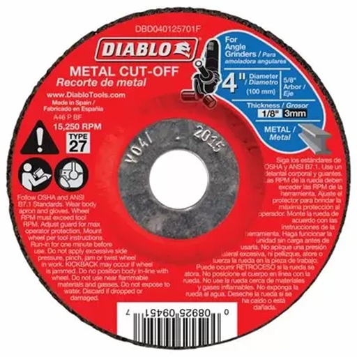 [DBD040125701F] DIABLO DISCO C/METAL 4"X1/8