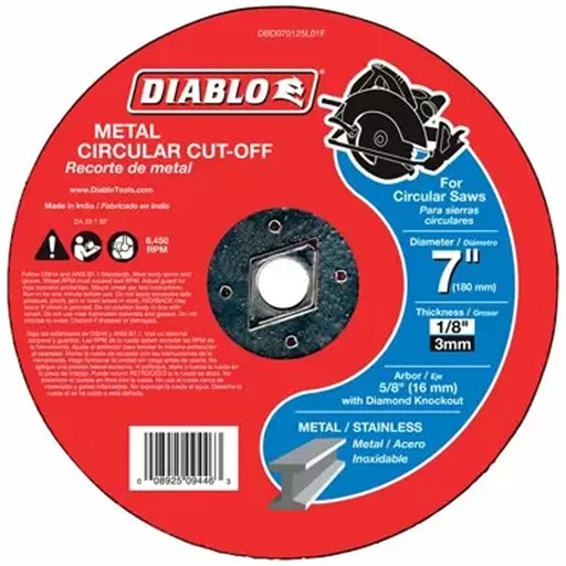 [DBD070125L01F] DIABLO DISCO C/METAL X1/8