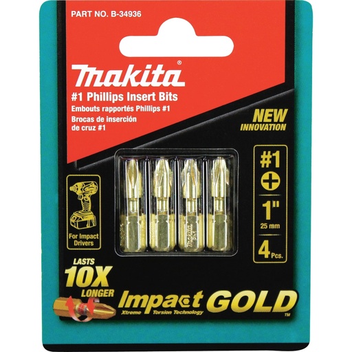 [B-34936] MAKITA GOLD PHILL. INS. BIT#1 4P