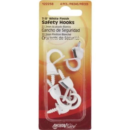 [122238] SAFETY HOOKS  7/8  WHITE FIN.PK4