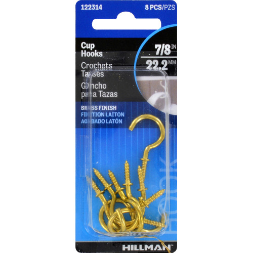 [122314] CUP HOOKS 7/8 BRASS FIN. PK2