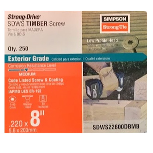 [ANCLAJE236] SIMPSON TIMBER SCREW SDWS 8" 250