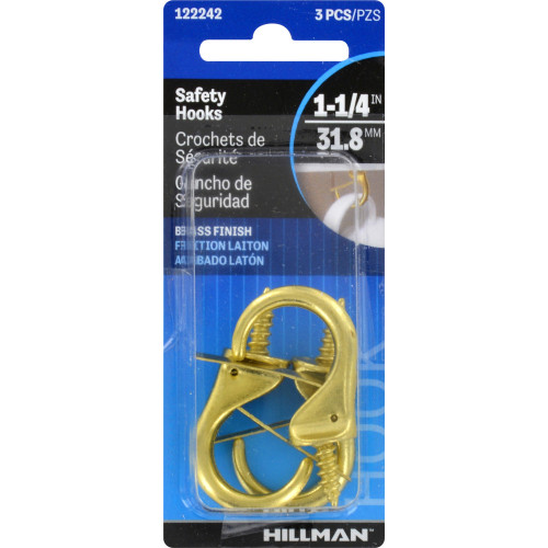 [122242] SAFETY HOOKS 1-1/4 BRS. FIN PK3