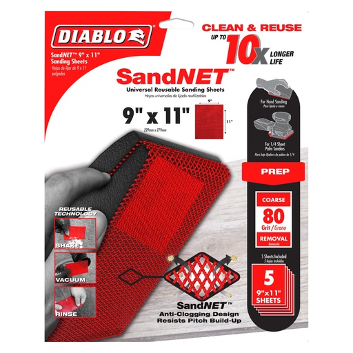 [DND911080H05G] DB SANDING SHEET COARSE 80G 5PK