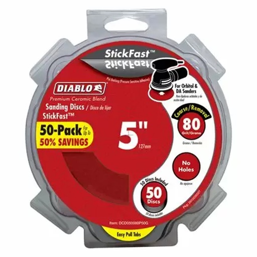 [DCD050080P50G] DIABLO LIJA 5" 80G PK50 PEGA