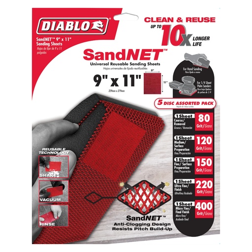 [DND911ASTH05G] DIABLO SANDING SHEET ASST 5PK