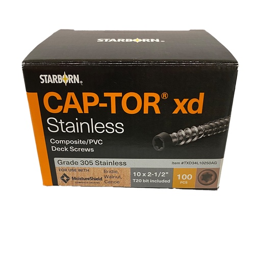 [TXD34L10250AG] CAP-TOR XD 2-1/2"BROWN#34 100PCS