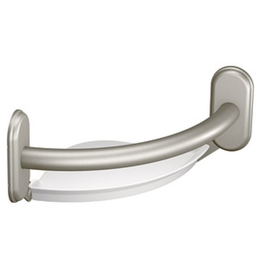 [LR2354DBN] MOEN 9" GRAB BAR W/COR SHELF BN