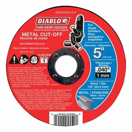 [DBD050040101F] DIABLO DISCO C/METAL 5"X7/8