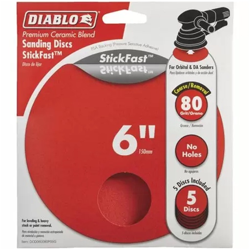 [DCD060080P05G] DIABLO LIJA 6" 80G P5 PEGA
