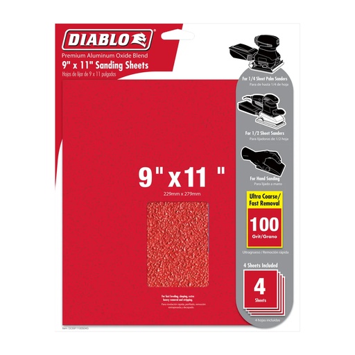 [DCS911100S04G] DIABLO LIJA 9X11" MADERA 100G P4
