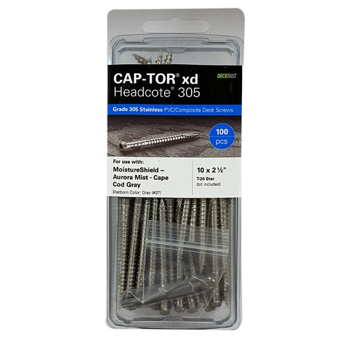 [TXD37L10250AG] CAP-TOR XD 2-1/2"GRAY #37 100PCS