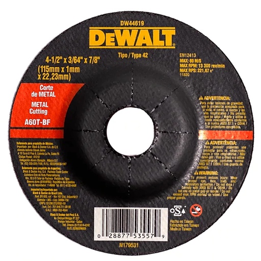 [DW44619] DEWALT C/METAL 4-1/2X .045X7/8