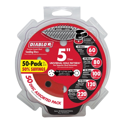 [DCD050ASTH50G] 5" ROS HOOK & LOCK DISC ASSORTED