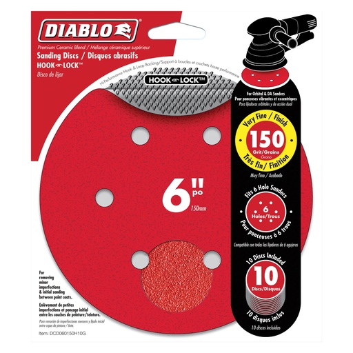 [DCD060150H10G] DIABLO LIJA 6" 150G P10 VELCRO