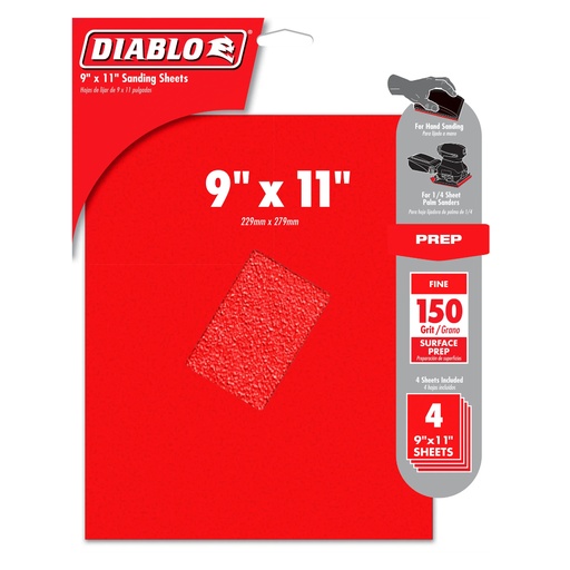 [DCS911150S04G] DIABLO LIJA 9X11" MADERA 150G P4