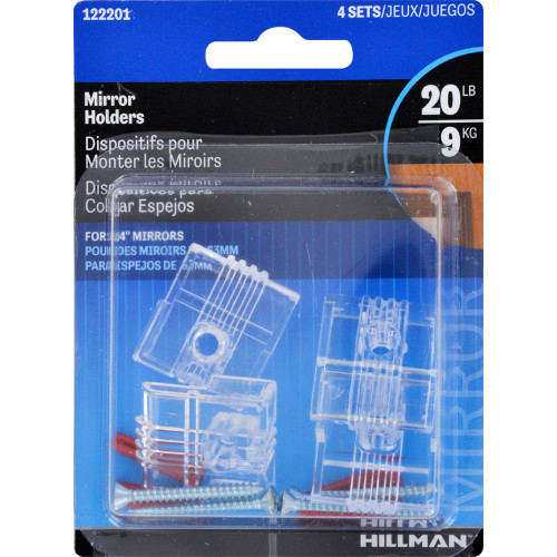 [122201] MIRROR HOLDERS PLAST. CLEAR PK4