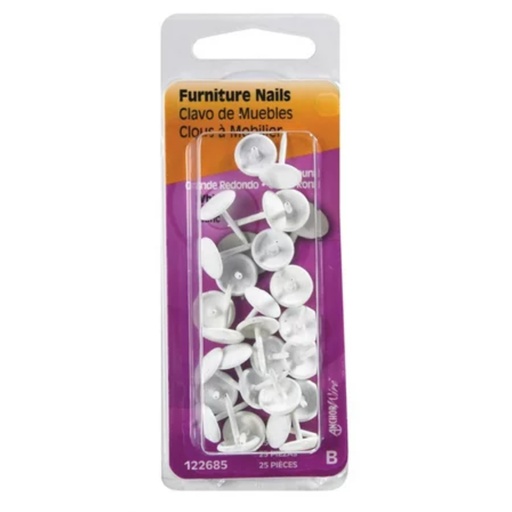 [122685] FURNITURE NAILS LARGE WHITE PK25