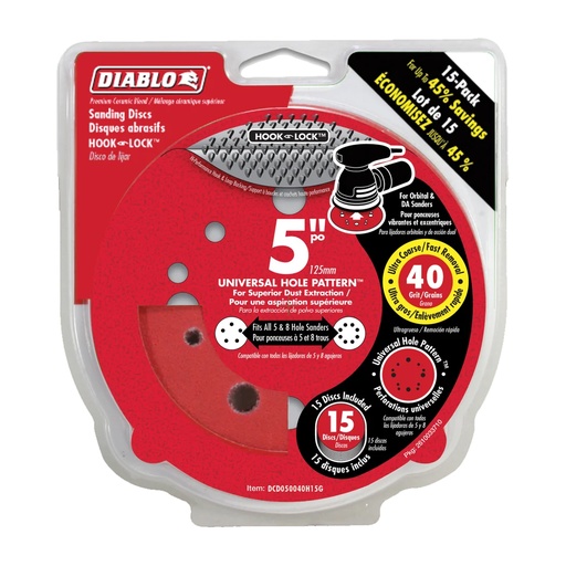 [DCD050040H15G] DIABLO DISCO LIJA 5" 40G PK15