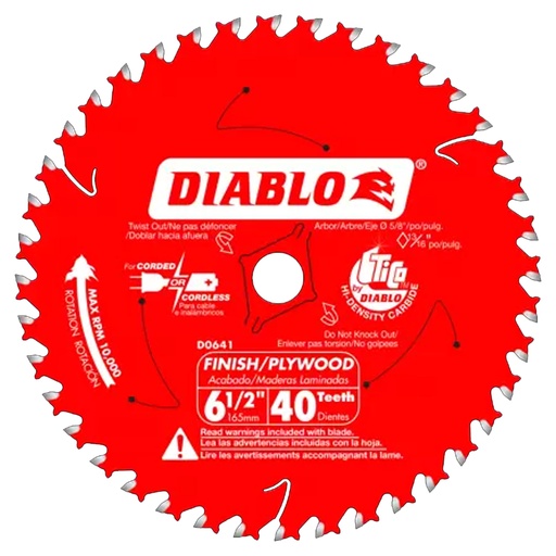 [D0641A] DIABLO 6-1/2X40 TOOTH FINISH TRI