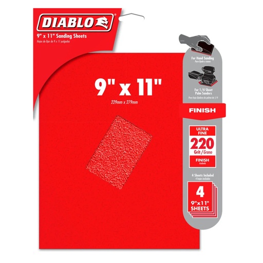 [DCS911220S04G] DIABLO LIJA 9X11" MADERA 220G P4