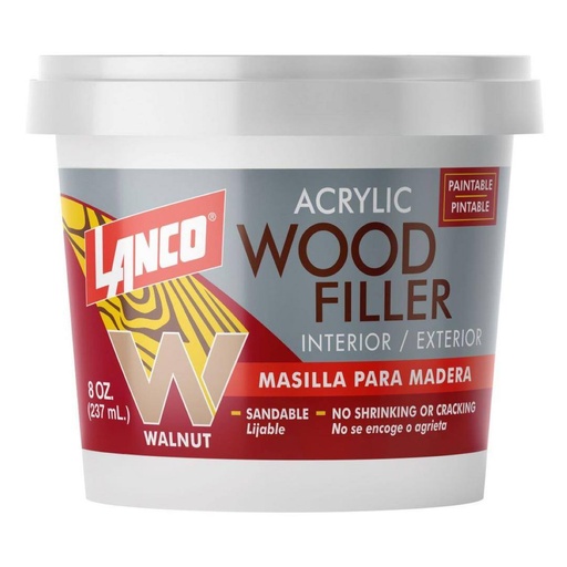 [WF8297] LANCO ACRYL.W/FILLER 8 OZ WALNU