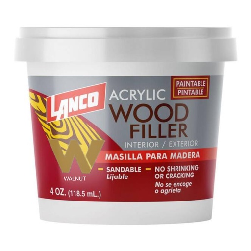 [WF8298] LANCO ACRY.W/FILLER 4oz WALNU