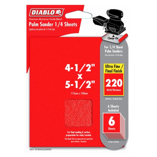 [DCS045220S06G] DIABLO LIJA 4-1/2X5-1/2 220G PK6