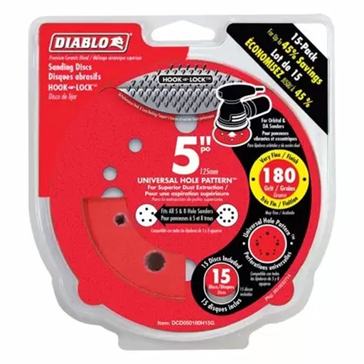 [DCD050180H15G] DIABLO DISCO LIJA 5" 180G PK15